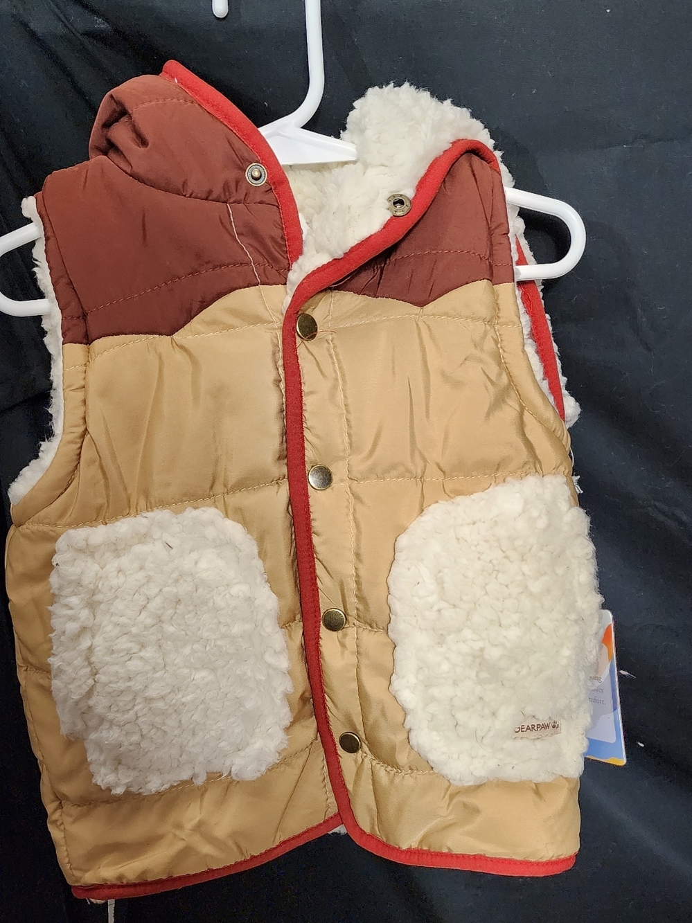 BearPaw Tan and Brown Quilted Kids Vest Size 2T